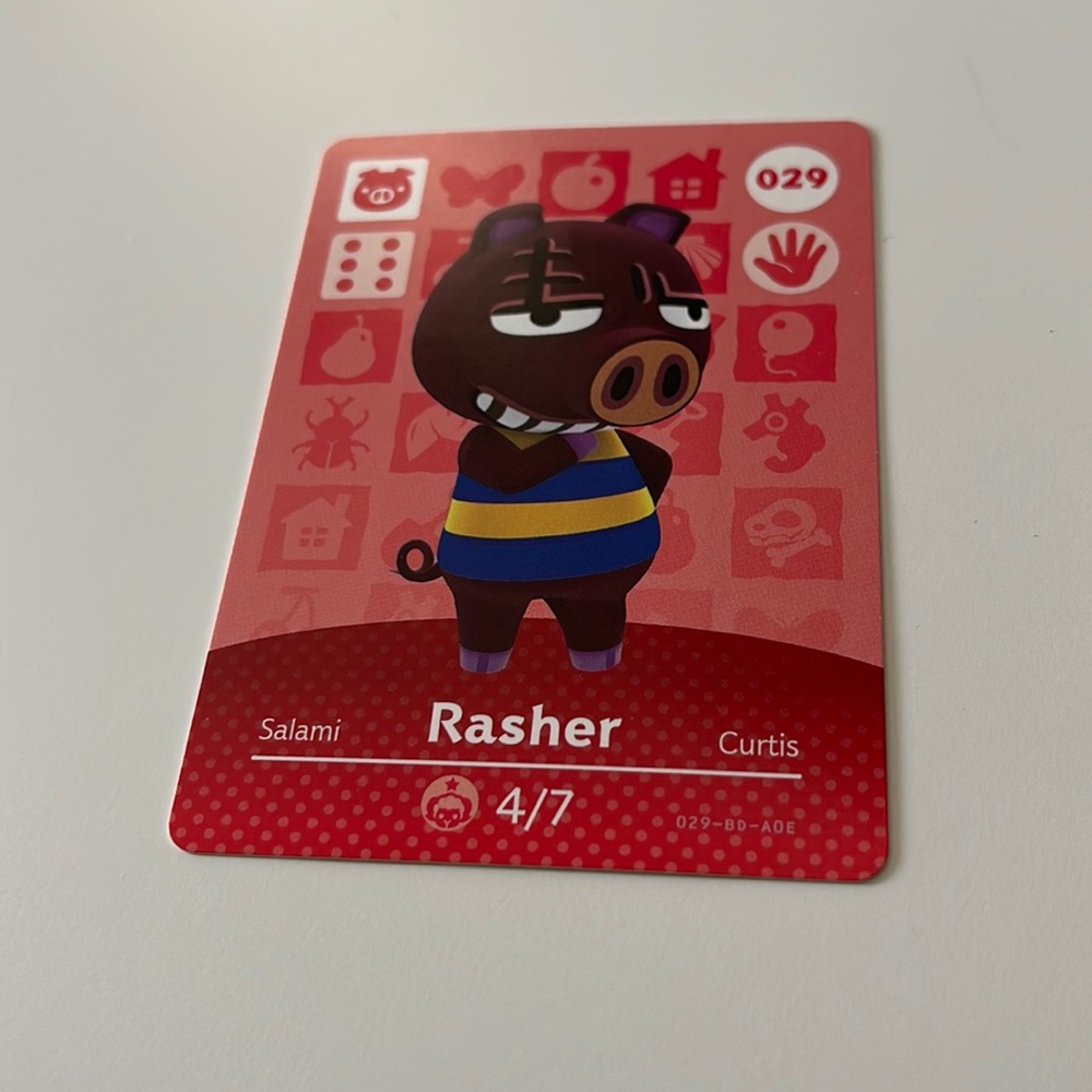 Animal Crossing Amiibo card #029 Rasher
